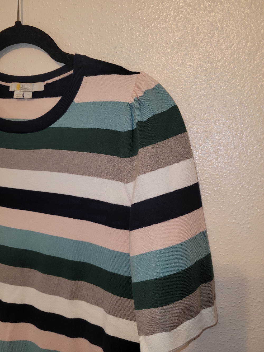 Boden Striped Short Sleeve Sweater - Navy, Pink, Teal, Gray, White Small - Picture 4 of 4